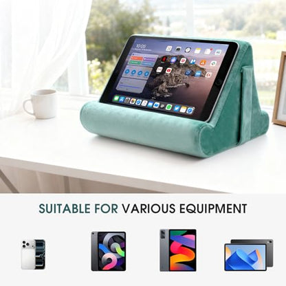 Multi-Angle Tablet Stand with Soft Pad Cushion and Net Pocket - Universal Phone and Pad Holder for Lap, Knee, Sofa and Bed (Light Blue) - color: Light Blue