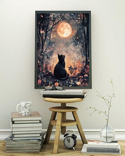 Black Cat Moon 5D DIY Diamond Painting Kits for Adults - color: KM563-1