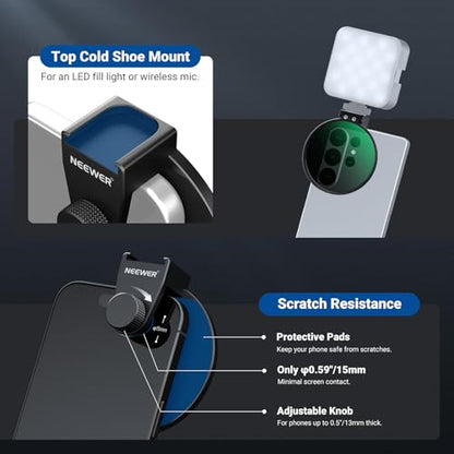 NEEWER 67mm Phone CPL Filter with Cold Shoe Clip, HD Circular Polarizer Lens Filter Accessories with Adjustable Polarization, Compatible with Android Samsung S26 Ultra iPhone 17 Pro Max & More, FL-113 - style: CPL w/Cold Shoe Clip