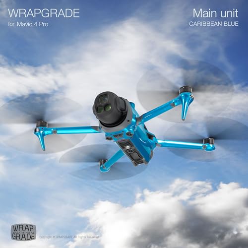 WRAPGRADE Full Wrap Skin Stickers Compatible with DJI Mavic 4 Pro (Caribbean Blue) - color: Caribbean Blue