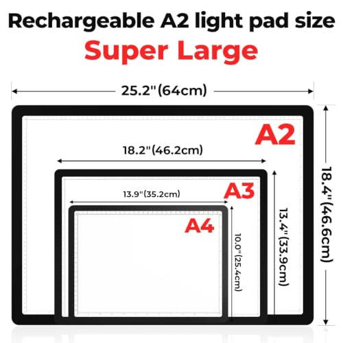 Buspher Rechargeable A2 Light pad,25.2"x18.4"Magnetic Light Box for tracing - size: A2(Rechargeable)