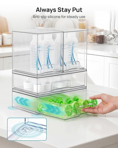 Vtopmart Clear Stackable Storage Drawers Set of 8, Plastic Organizer Bins - style: 4 High+4 Wide