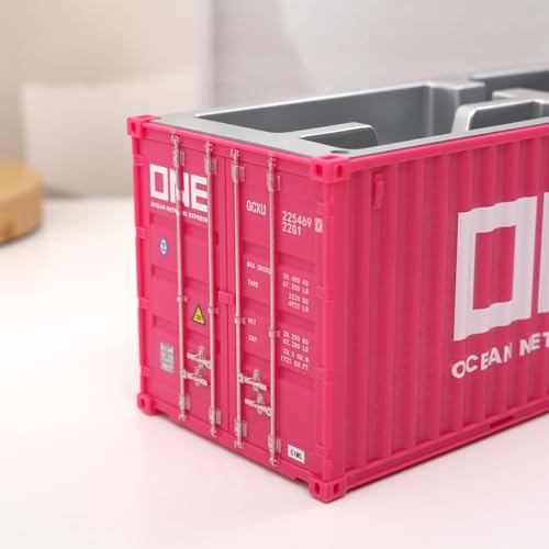 Desk Organizer Office Supplies Multi-function Shipping Container Storage Box Pen/Pencil,Business Name Cards Remote Control Holder Gray, Pen and Pencil Shipping Container Style Holders (Pink) - color: Pink