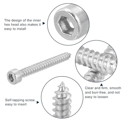uxcell M5 Hex Socket Head Cap Self-Tapping Screw, 100Pcs M5x40mm 304 Stainless Steel, Hexagon Socket Head Tapping Screws, Hex Drive, Self Tapping Point - Silver - size: M5x40mm