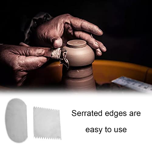 2 Pcs Serrated Scraper Crafts Tool Stainless Steel Pottery Clay Sculpture Scraper Ceramics Clay Sculpting Tools Kit for Sculpting Texturing Modeling