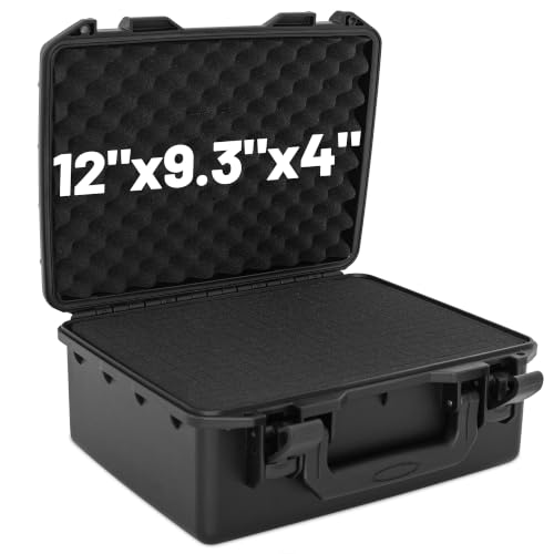 TORIBIO Hard Carrying Case with Foam, Shockproof Storage Box 12"x9.3"x4" - size: 12"x9.3"x4"