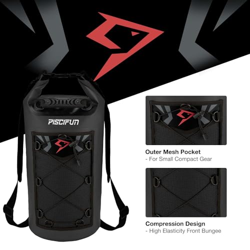 Piscifun Dry Bag, Waterproof Floating Backpack 10L/20L/30L/40L - color: Black, style: 10l