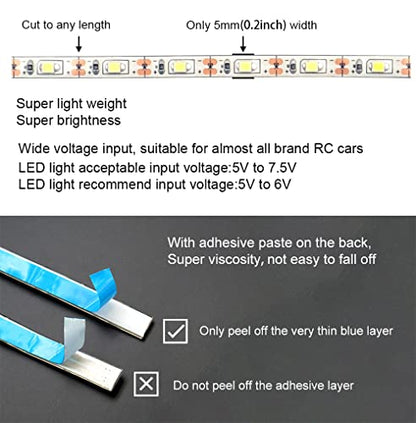 Waterproof LED Light Strips for RC Cars Trucks Airplanes Boats Drones Fixed Wing AR Wing Model Underglow Light (Red) - color: Red