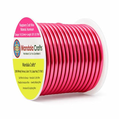 Mandala Crafts 10 Gauge Raspberry Anodized Aluminum Craft Wire, 32 FT - color: Raspberry, size: 10 Gauge