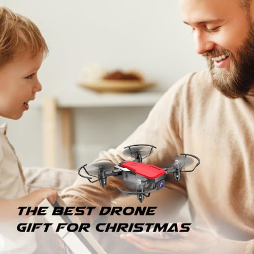 SIMREX Mini Drone with 720P Camera for Kids & Beginners - Foldable RC Quadcopter, Optical Flow Positioning, Altitude Hold, 3D Flip, 2 Batteries 20Min Flight, Safe & Easy Indoor Outdoor Flying Toy Gift, Red - color: Red