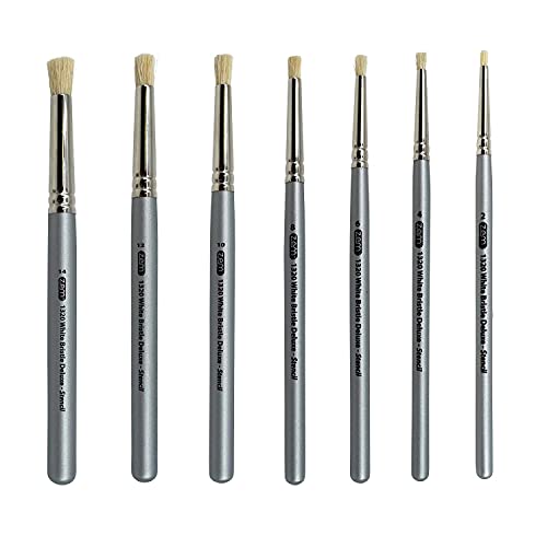 ZEM Brush Mfg Deluxe Stencil Artist Paint Brush Set 7 pcs Sizes 2 4 6 8 10 12 14