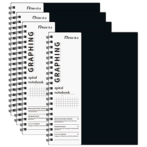 Graph Paper Notebook Spiral Notebook 8.5" x 11"-4 Pack Grid Paper Notebook Graph notebook Engineering notebook 120 Pages 100 GSM Thick Graphing Paper Notebook Hardcover Journal for School, - size: A4, style: GRAPH NOTEBOOK