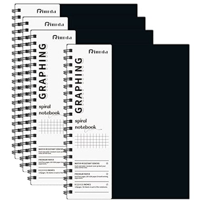 Graph Paper Notebook Spiral Notebook 8.5" x 11"-4 Pack Grid Paper Notebook Graph notebook Engineering notebook 120 Pages 100 GSM Thick Graphing Paper Notebook Hardcover Journal for School, - size: A4, style: GRAPH NOTEBOOK