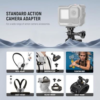 NEEWER Action Camera Tripod Mount Adapter with 1/4", Aluminum Alloy, GP-81 - style: GP-81