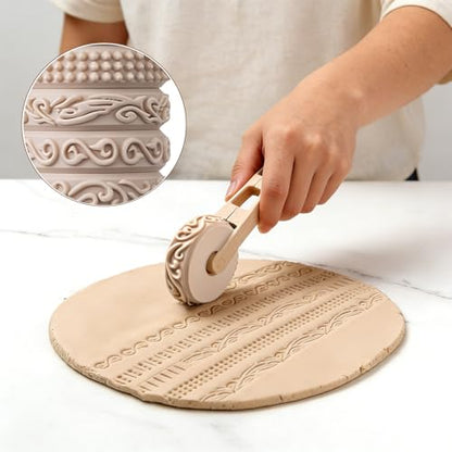 Clay Texture Rollers, 6 Pcs Clay Roller Set for Modeling, Pottery & Craft