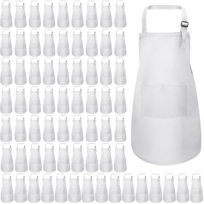 Handepo Kids Aprons Bulk Adjustable Child Painting Chef - color: White, size: 7-13years