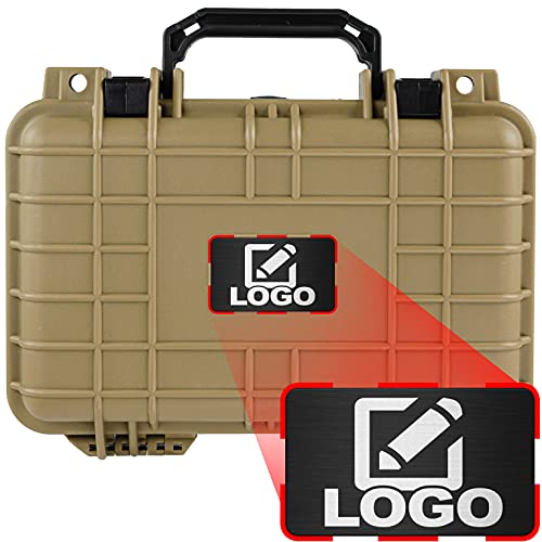 Eylar Protective Gear and Camera Hard Case with Custom Logo Plate Waterproof Dry Box with Foam 11.6 Inch 8.3 Inch 3.8 Inch, TSA Approved, Lockable (Tan) - color: Tan