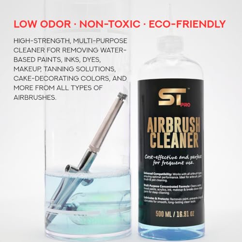 Supreme Trimmer Airbrush Cleaner Solution – 500ML | Fast Acting Multi-Purpose Solution for Barber Airbrushes, Paint Brushes & Makeup Tools | Declogs, Lubricates & Removes Water-based Paint/Ink