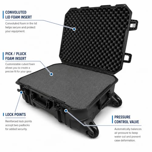 DCB Cases - Element 7895F Waterproof Hard Case with Foam Insert - IP67 Dustproof | Impact Resistant | Wheeled Protective Equipment Case | Pressure Valve | Lockable
