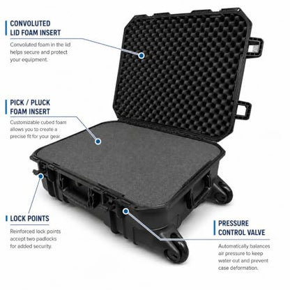DCB Cases - Element 7895F Waterproof Hard Case with Foam Insert - IP67 Dustproof | Impact Resistant | Wheeled Protective Equipment Case | Pressure Valve | Lockable
