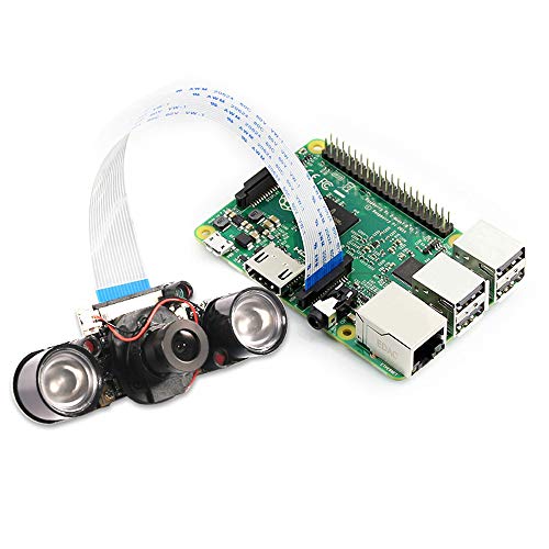 DORHEA Raspberry Pi 4 Camera Module Automatic IR-Cut Sensor Day/Night Vision Video Webcam HD 5MP 1080P OV5647 Adjustable Focus with IR Sensor LED Light for Raspberry Pi 3 B+ 4B 2 Model B/B+ / A/A+ - size: module with led