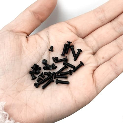 400Pcs Countersunk Flat Head Phillips Machine Screws Kit, M1.7, M2, M2.5, M3 Full Thread Black Zinc Plated Carbon Steel, Hardware Fasteners for Laptop Notebook & Electronics Repair