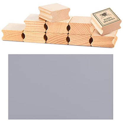 Sasylvia 10 Pcs Stamp Making Kit, A4 Rubber Stamp Sheet, 40x40mm Wood Block