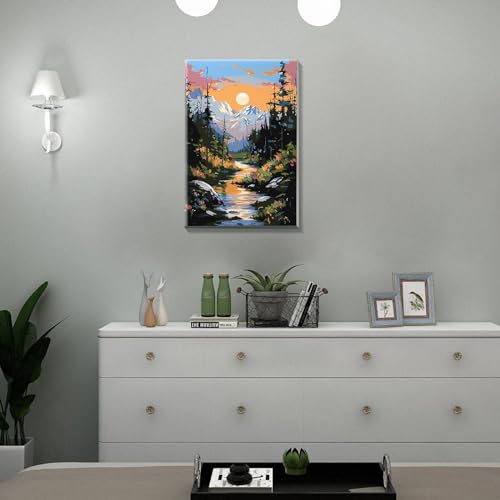 JOOZ Mountain Paint by Number for Adults with Frame, 8x12 Inch - color: Montain Sunset
