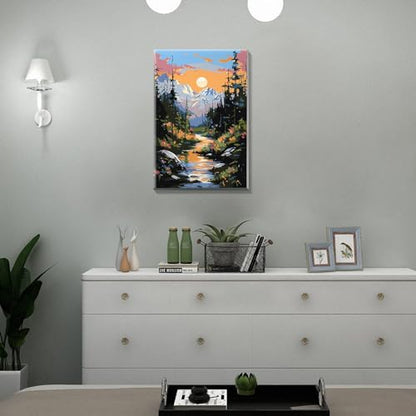 JOOZ Mountain Paint by Number for Adults with Frame, 8x12 Inch - color: Montain Sunset