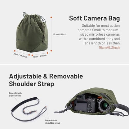 PGYTECH OneGo Drawstring Small Camera Bag Soft Cute Camera Pouch Handbag - color: Black
