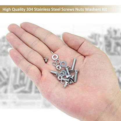 382 Pieces M4 x 5/6 /8/10 /12/16 /20mm Phillips Countersunk Head Machine Screws Nuts Washers Assortment Kit, 304 Stainless Steel, Fully Machine Thread - size: M4, style: Phillips Countersunk Head