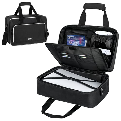LEFOR·Z Travel Carrying Case Fits for PS5/PS5 Pro/PS4 with Thick Padding - color: Black