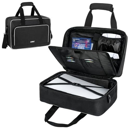 LEFOR·Z Travel Carrying Case Fits for PS5/PS5 Pro/PS4 with Thick Padding - color: Black