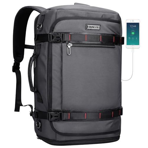 WITZMAN Travel Backpack for Men 35L TSA Friendly Flight Approved - color: Silvery Grey