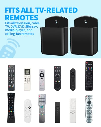 4 PCS Remote Control Holders Wall Mount, Self Adhesive TV Air Conditioner Remote Control Holder, Wall Mount Storage Holder Organizer Wall Pen Holder for Home Office School (Black White Gray Clear) - color: Black+White+Gray+Clear