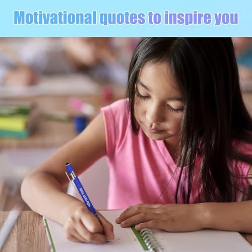 100 PCS Motivational Bulk Pens with Stylus Tip Gifts Black Ink