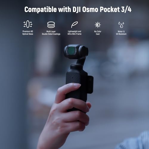 NEEWER Magnetic Filter Set Compatible with DJI Osmo Pocket 3 / Pocket 4 / Xtra Muse, 8x Star + Blue Anamorphic + LPR + Black Diffusion 1/4 Filter for Mist Cinematic Effect - style: 4 Pack Effect Filter
