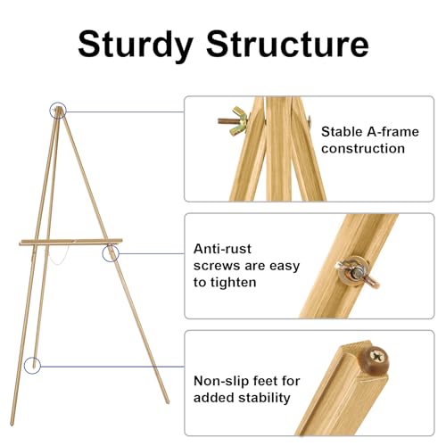 Falling in Art 65" A-Frame Wooden Tripod Easel Stand (Gold) - color: Gold-1 Pack