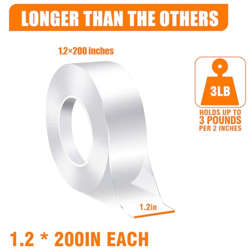 Double Sided Tape Heavy Duty - Extra Long (16.65FT) , Nano Tape for wall - size: 16.6 FT
