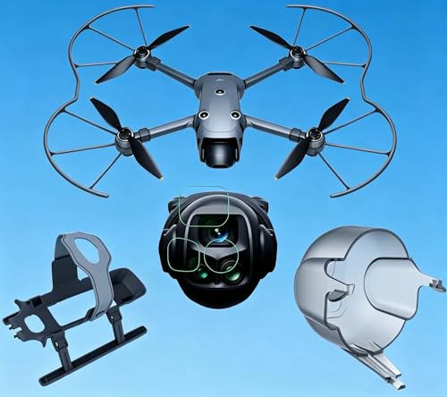 Compatible with DJI Mavic 4 Pro Accessories Kit, Landing Gear with Propeller Guard Lens Cover and 9H Tempered Glass Screen Protector, All-in-One Drone Protection Set for Enhanced Stability and Safety