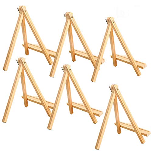 ANDES 9in Wood Tabletop Painting Easels 6 Pack, Arts & Crafts Display Stand - style: 6pack