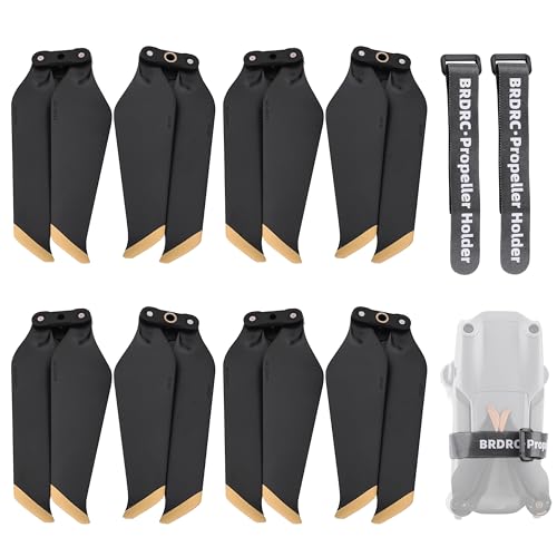 8 PCS 8743F Propellers for Mavic 2, Low-Noise and Quick-Release Stable Blade Replacement Props for DJI Mavic 2 (Golden Tip), Drone Accessories with 2 PCS Propeller Fixing Clips