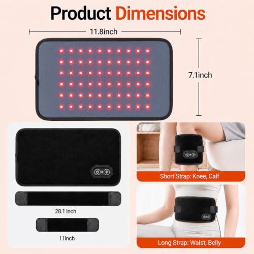 Red Light Therapy Pad for Body Pain, 11.8"x6.9" Portable Infrared Wrap - size: 11.8"x6.9"