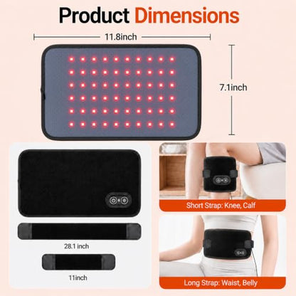 Red Light Therapy Pad for Body Pain, 11.8"x6.9" Portable Infrared Wrap - size: 11.8"x6.9"