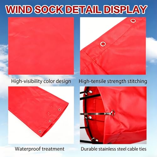 tonchean 8'' × 36'' Heavy Duty Airport Windsock Wind Measurement Sock Bag