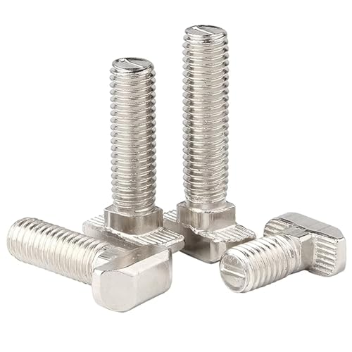 M5 x 25mm Metric Thread T Slot,Drop-in Stud Sliding T-Bolt,Hammer Head Bolt,T Screw Stud for 2020 Series Standard 6mm T-Slot Aluminum Extrusion Profile,Carbon Steel Nickel Plated (20-Series,20 Pcs) - size: 20-M5x25mm（20 Pcs）