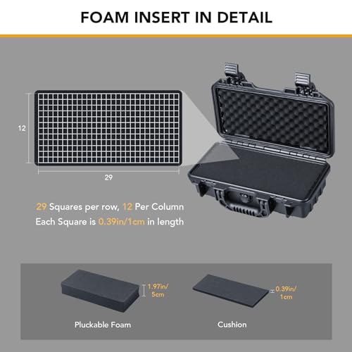 Lykus HC-3011 Waterproof Hard Case with Foam, Inner Size 11.42*4.72*2.99in - size: HC-3011