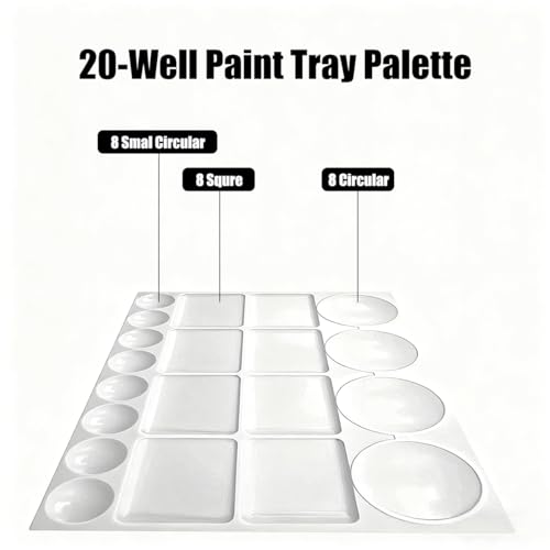 10 Pcs White Plastic Palette 20 Well Watercolor Acrylic Paint Tray