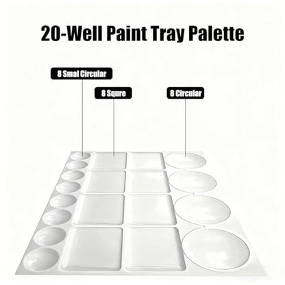 10 Pcs White Plastic Palette 20 Well Watercolor Acrylic Paint Tray