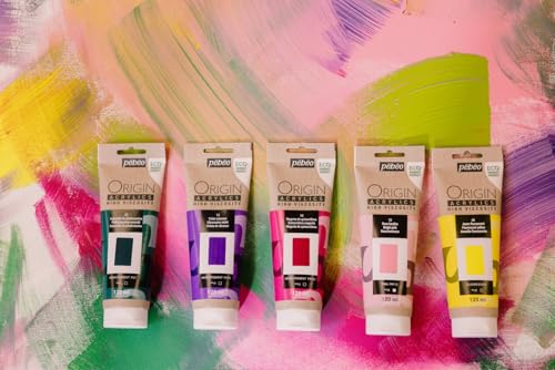PEBEO Origin Acrylics 120ml Acrylic Paint, Fluorescent Yellow - color: Fluorescent Yellow